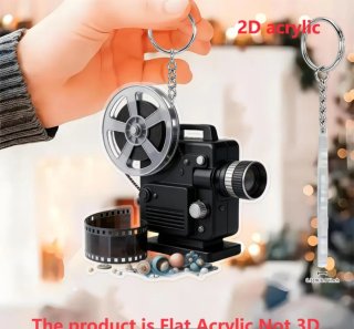 Portachiavi cinepresa vintage acrilico 2D
