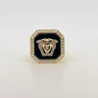 Sello Octogonal Medusa y Onix 18K