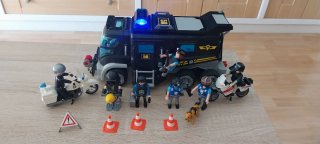 Playmobil,swat,furgon,lote,policia,comisaria,camió