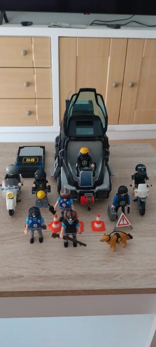 Playmobil,swat,furgon,lote,policia,comisaria,camió