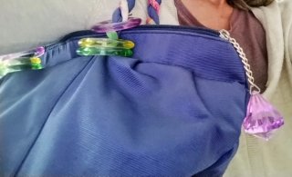Borsa blu tessuto fantasia manici intrecciati