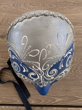 Máscara Venecia Vintage 2008 Carnaval-plata y azul