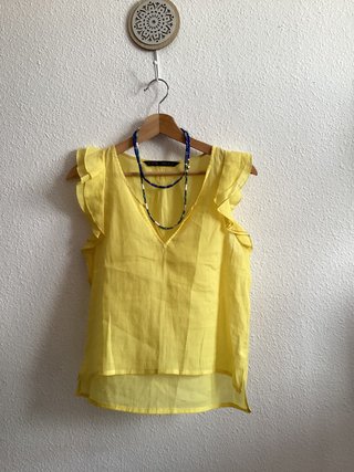 Blusa Zara Amarilla Volantes