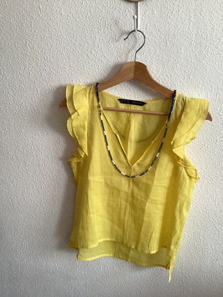 Blusa Zara Amarilla Volantes