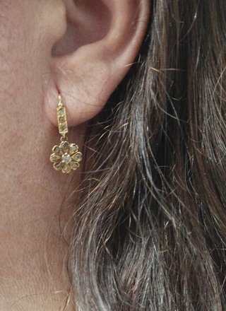 Pendientes oro 18K con brillantes talla antigua