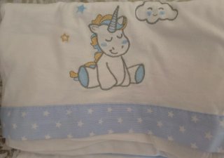 Juego sábanas cuna bebé unicornio y luna