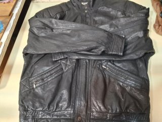 Cazadora Piel Marrón/Negra
