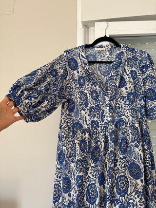 Vestido Zara Estampado Floral Azul Talla M