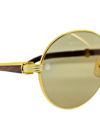 Cartier Vintage Bagatelle Wood logo lens Bubinga