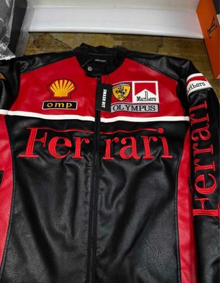 Chaqueta Ferrari Cuero Negra Roja