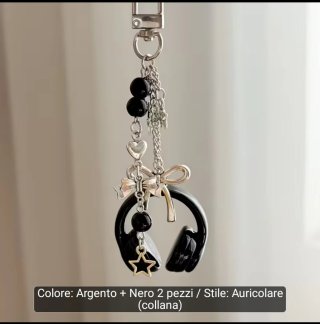 Coppia Portachiavi Cuffie Argento