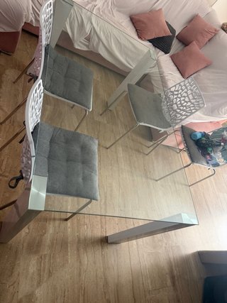 Mesa de cristal y metal 150cm x 90cm