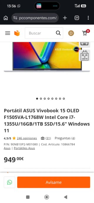 Portátil Asus Vivobook 15 AMOLED