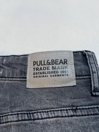 Pull&Bear Pantalón Skinny Roto Gris Talla 36 S