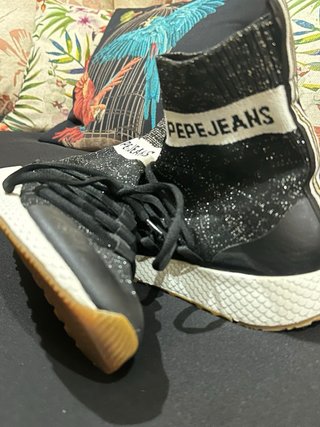 Zapatillas Pepe Jeans Negras Lurex Talla 38