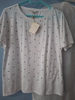 Blusa Amitie lentejuelas blanca talla XL