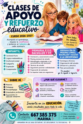 Clases de apoyo y refuerzo educativo