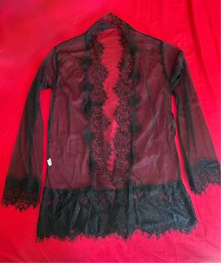 Robe peignoir negro encaje