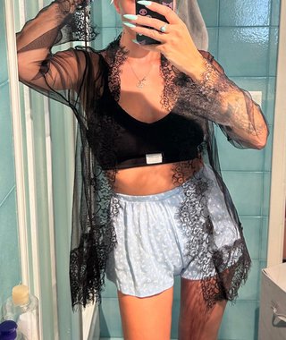 Robe peignoir negro encaje