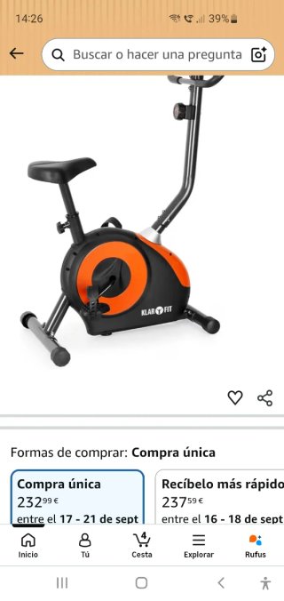 Bicicleta Estática Klar Fit