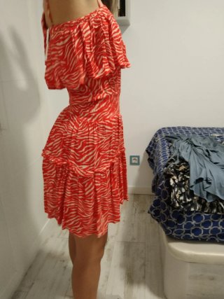 Original Vestido Animal Print XS de corte asimetri