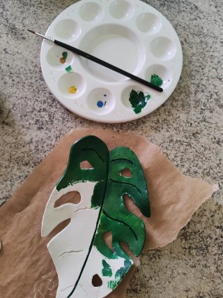 Portaoggetti foglia verde