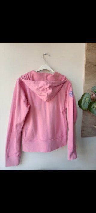 Sudadera rosa con cremallera y bordados Guru