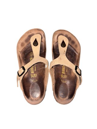 Sandali Birkenstock Gizeh Beige/Sabbia in Pelle -