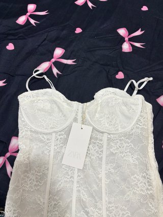 Camisa Zara encaje blanco Talla L