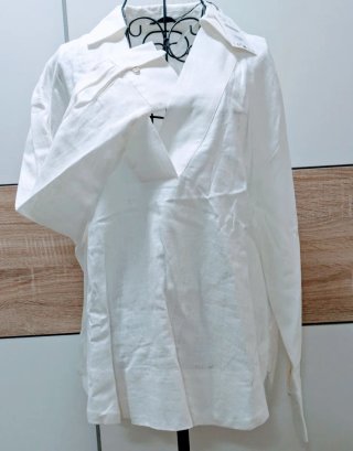 Camicia Zara Lino Bianca Nuova con Cartellino Tg S