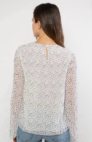 Blusa blanca y negra con lunares