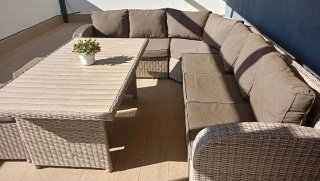 Conjunto Sofá y Mesa Terraza Mimbre