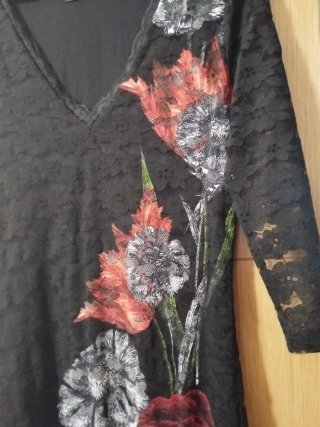 Vestido Desigual Negro Flores Invierno
