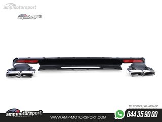 DIFUSOR TRASERO NEGRO BRILLO CON COLAS CROMADAS PARA MERCEDES CLASE S W222