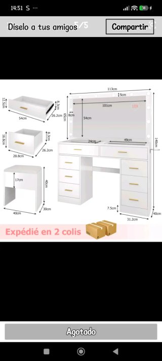 Tocador blanco sin abrir