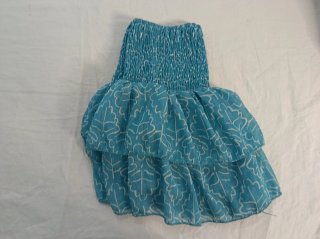 Falda niña volantes azul hojas