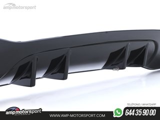 DIFUSOR TRASERO NEGRO BRILLO CON COLAS SIMPLES CROMADAS PARA MERCEDES CLASE A W177