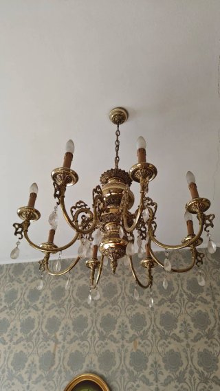 Lámpara de bronce vintage 6 brazos