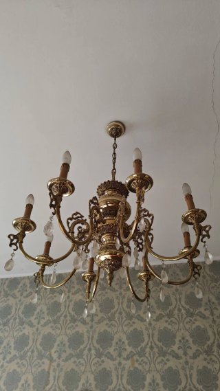 Lámpara de bronce vintage 6 brazos