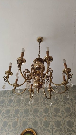 Lámpara de bronce vintage 6 brazos