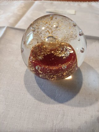 Sfera in vetro di Murano rossa e oro