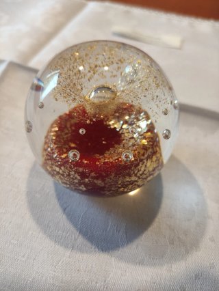 Sfera in vetro di Murano rossa e oro
