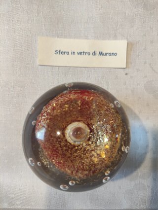 Sfera in vetro di Murano rossa e oro