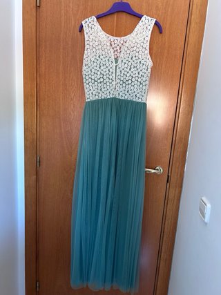 Vestido largo encaje y tul