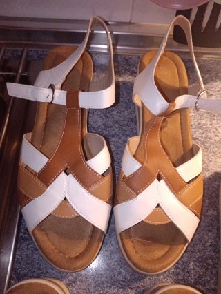 Sandalias Mujer Talla 41 Marrón y Rojo