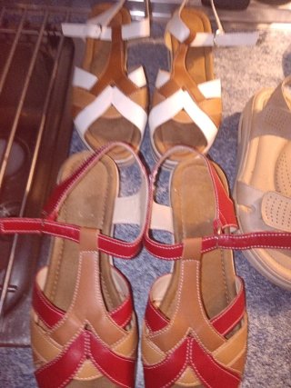 Sandalias Mujer Talla 41 Marrón y Rojo