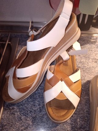 Sandalias Mujer Talla 41 Marrón y Rojo