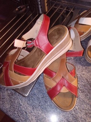 Sandalias Mujer Talla 41 Marrón y Rojo