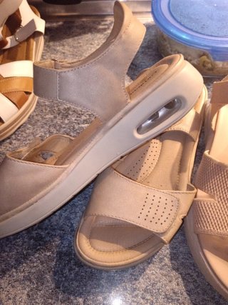 Sandalias Mujer Talla 41 Marrón y Rojo