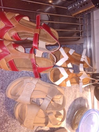 Sandalias Mujer Talla 41 Marrón y Rojo